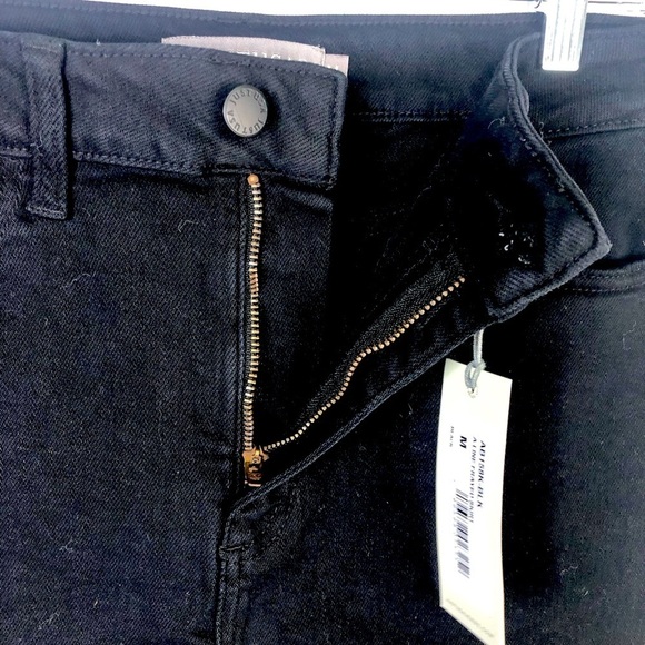 NWT Just USA black denim A Line skirt fray hem pockets front zip M - Picture 3 of 12